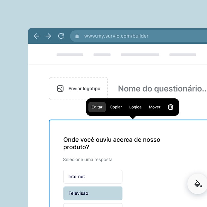 Construtor de questionários fácil de usar com uma variedade de opções para editar questionários.