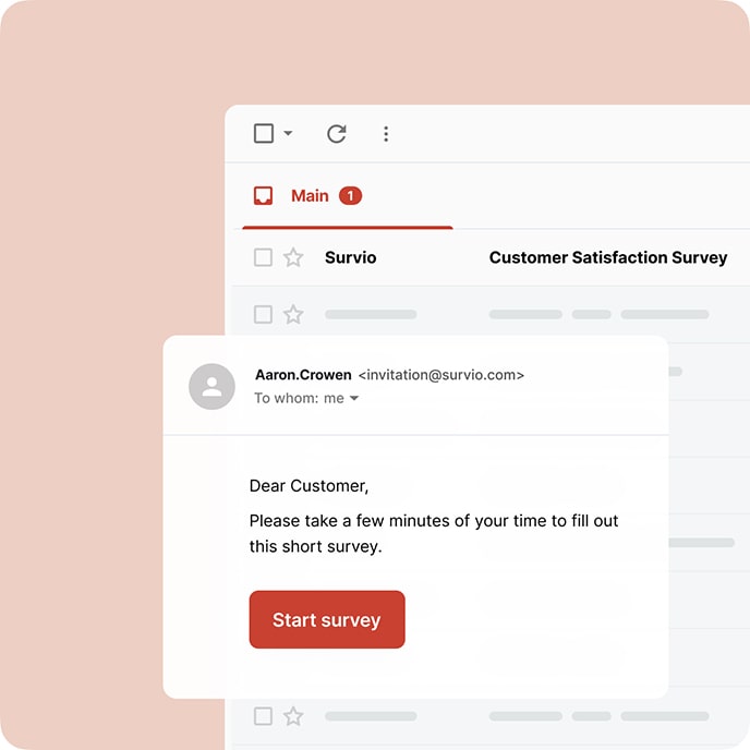 An e-mail message inviting a customer to fill out an online survey