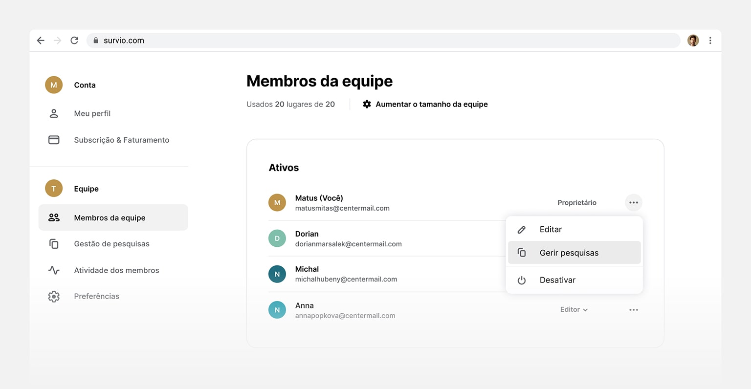 Integração de usuários simples e eficiente. Coopere com seus colegas.
