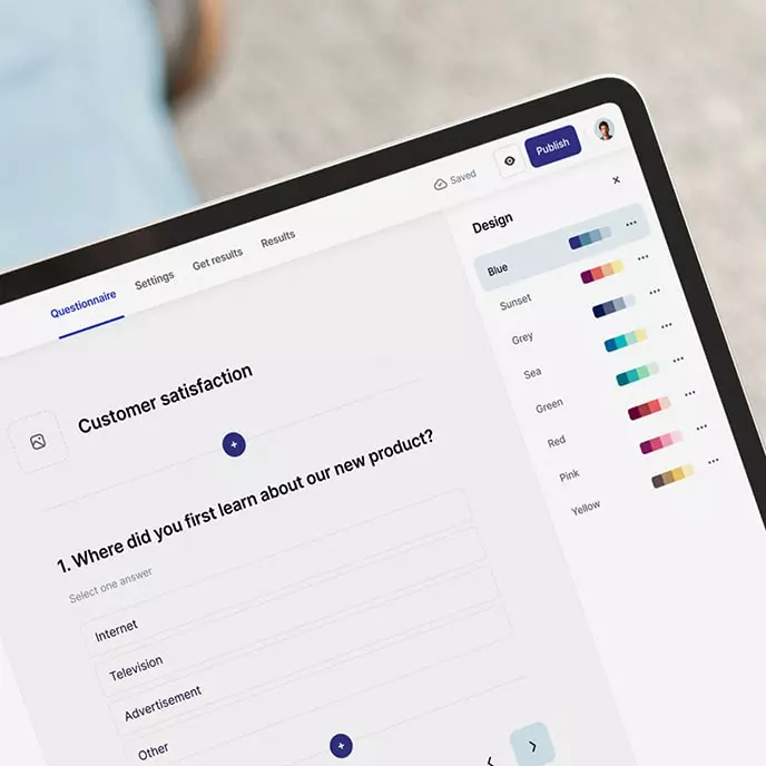A tablet with the survey editor
