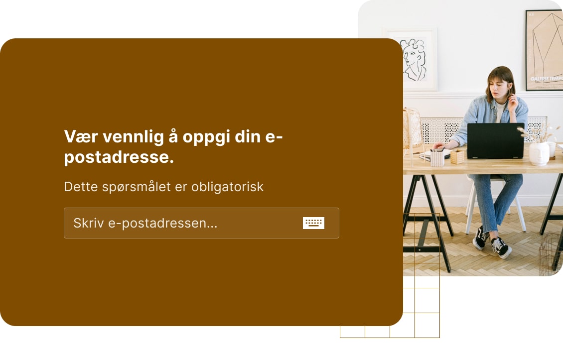 Åpnet tekstspørsmål - e-post
